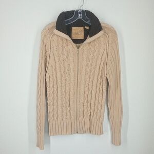 BKE Cotton Cable Knit Cardigan Size Large Y2K Retro 90s